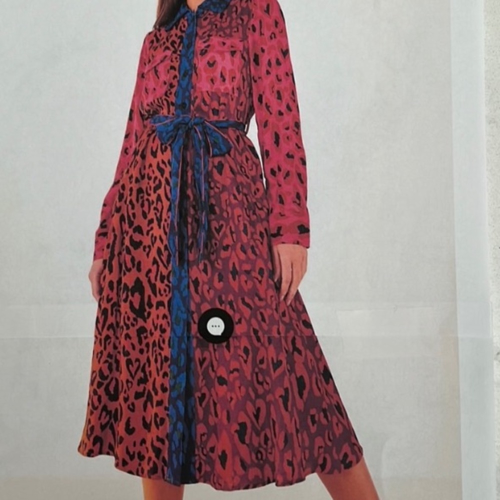 Farm Rio Leopard Multicolor Print Button Front Dress Size XS